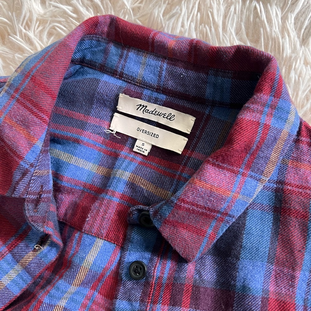 M madewell oversized red and blue flannel